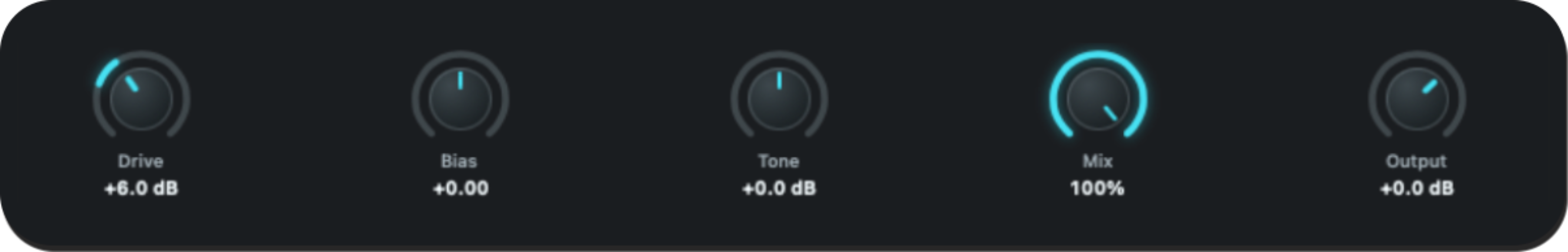 Graphite waveshaper distortion controls for drive, tone, bias, and mix