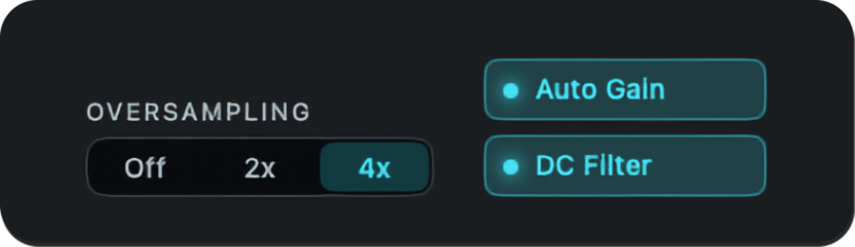 Graphite output controls for oversampling, filtering, auto gain, and level